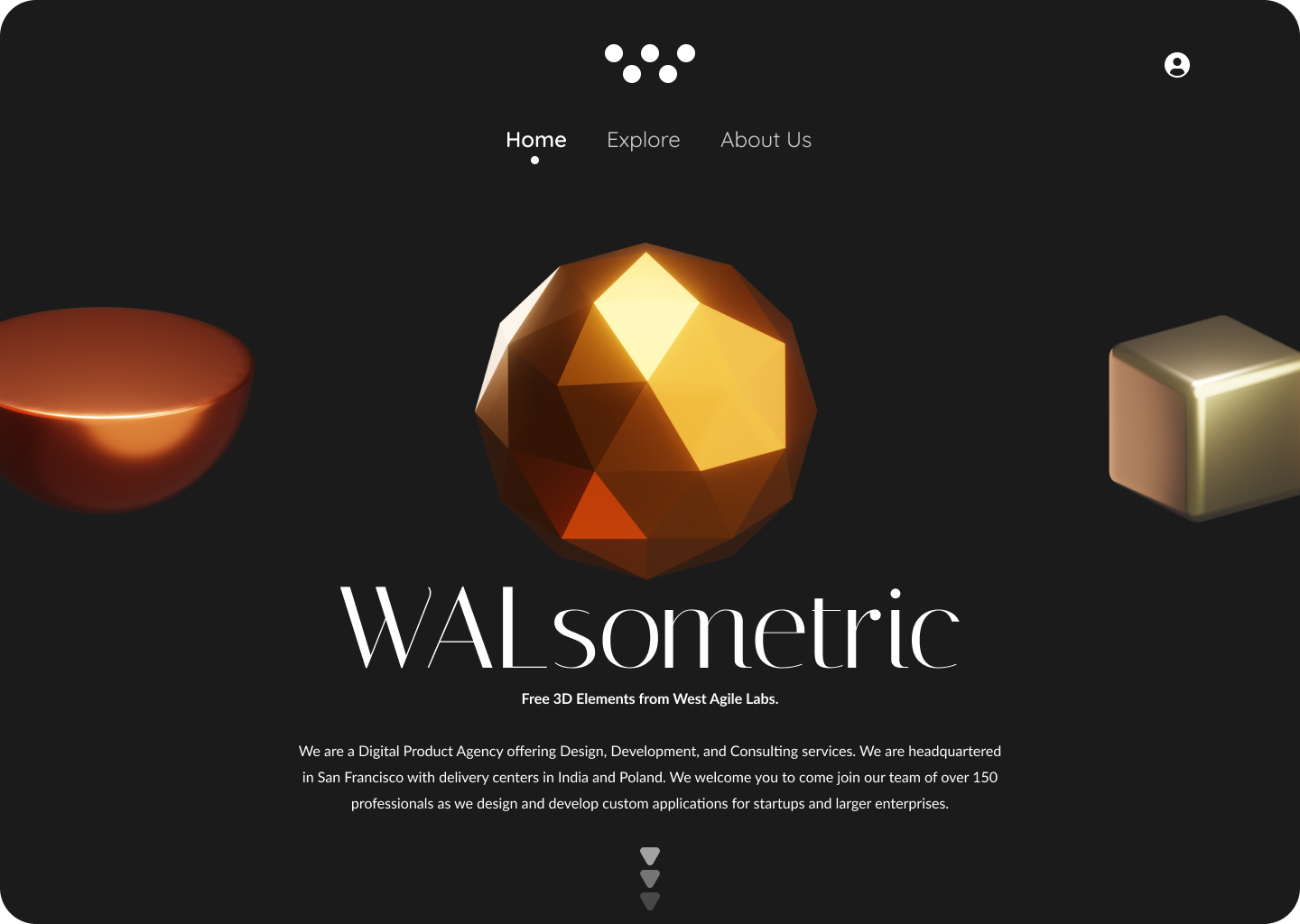 Golden 3D website interface design